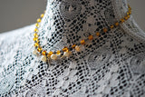 1950s Striking AMBER and PEARL Necklace Unique Fringe Necklace Pefect For Bride Vintage Necklace Costume Jewelry