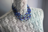 GORGEOUS Vintage Art GLASS Multi Strand Necklace Breathtaking Colorful Blues and FOIL Glass Beads Vintage Costume Jewelry