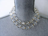 FABULOUS Vintage 50s Large Faceted LUCITE Bead Necklace Double Strand Fancy Clasp High Fashion Run Way Style Vintage Plastic Jewelry