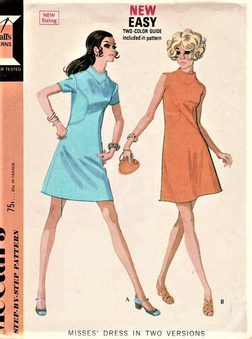 60s MOD Dress Pattern McCALLS 2226 Seam Interest A Line Dress with Cur – A  Vintage shop