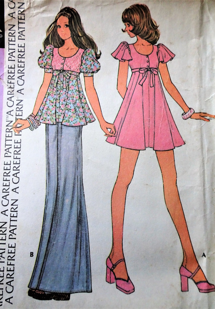 1970s CUTE Flared High Waisted Top or Mini Dress Pattern McCALLS 3682, – A  Vintage shop
