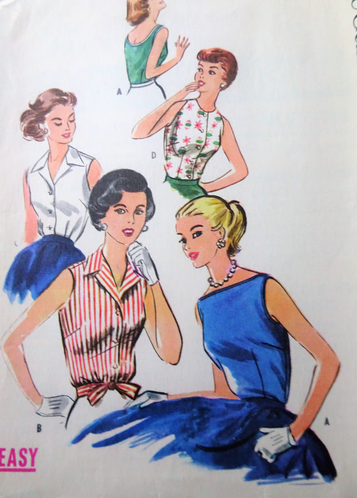 1950s LOVELY Blouse Pattern McCalls 3973 Four Rockabilly Day or Evening Styles Includes Bateau Neckline Version Easy To Sew Bust 32 Vintage sewing Pattern