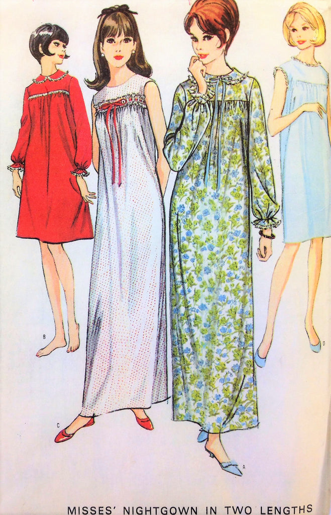 CUTE 1960s Ladies Comfy Granny Style Nightgown Pattern McCALLS 8256 Vi – A Vintage shop