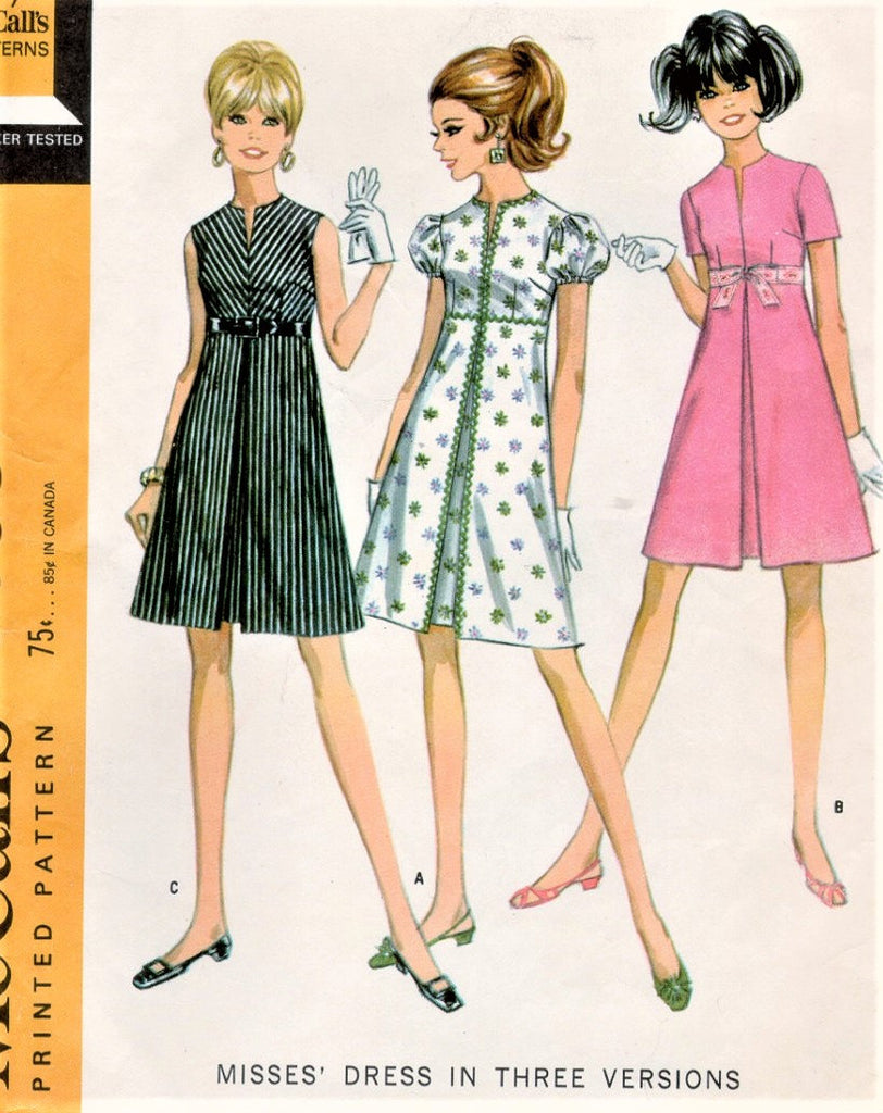 1960s CUTE Mod Empire Dress Pattern McCALLS 9558 Three Styles Bust 31 Vintage Sewing Pattern UNCUT
