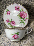 CHARMING Vintage Teacup and Saucer Royal Standard English Bone China Lush Pink Roses Orleans Rose Vintage Cup and Saucer Tea Time China Collectible Cups and Saucers
