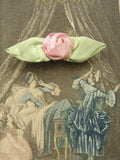 AUTHENTIC French Ribbonwork Pretty Pink Rose Bud Rosette Ribbon Flowers 1920s Flapper Bridal Downton Abbey Gatsby