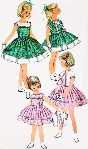 50s ADORABLE Little Girls Party and Bolero Jacket Dress Pattern SIMPLICITY 1978 Two Sweet Toddler Styles Size 2 Childrens Vintage Sewing Pattern