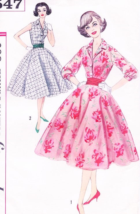 50s LOVELY Full Circle Skirt and Cummerbund Dress Pattern SIMPLICITY 2547 Rockabilly Day or Party Dress Bust 32 Vintage Sewing Pattern