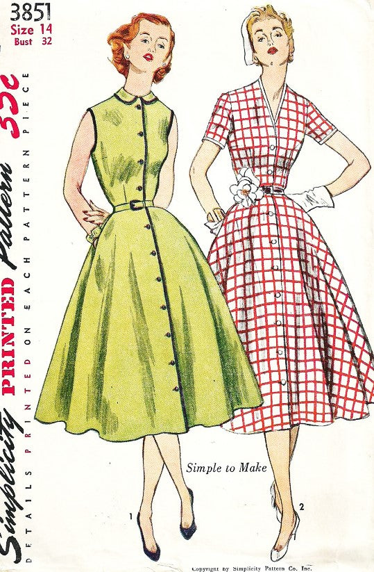 1950s Vintage Simplicity Sewing Pattern 3950 Misses' Afternoon Dress 3 –  Vintage4me2