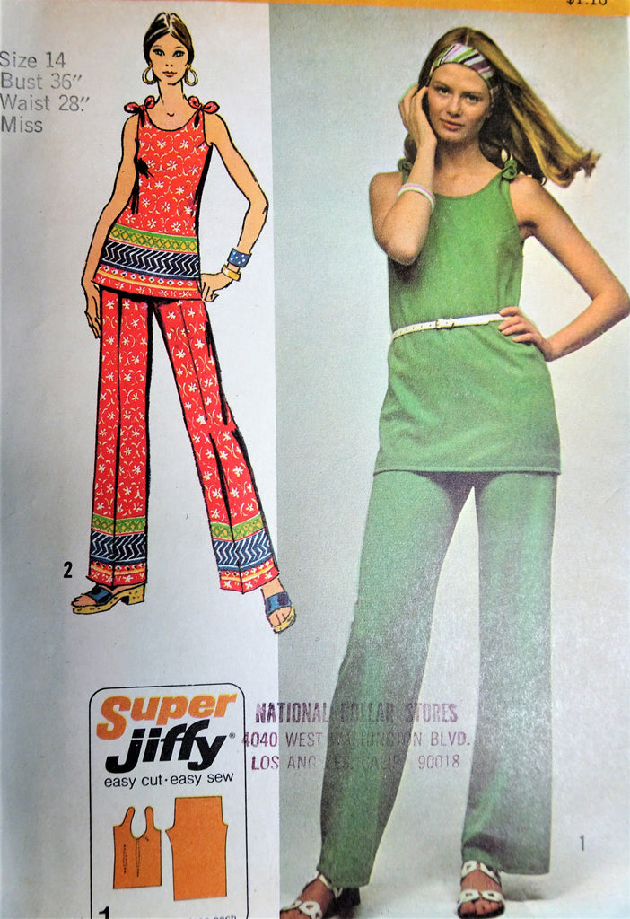 Vintage Pattern Warehouse, vintage sewing patterns, vintage fashion,  crafts, fashion - 1973 Simplicity #5695 Misses' Crop Top and Wide Leg Pants