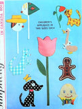 Simplicity 6259 Adorable Animal Appliques Pattern Dog, Cat, Duck, Gingerbread, Humpty Dumpty, Tulip, Kangaroo Vintage Applique Transfers Sewing Pattern UNCUT