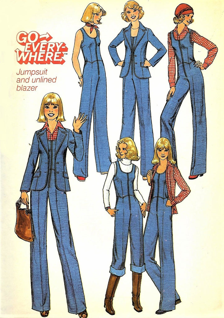 1970s FAB Go Every Where JUMPSUIT and Blazer Jacket Pattern SIMPLICITY 7887 Bust 32 Vintage Sewing Pattern