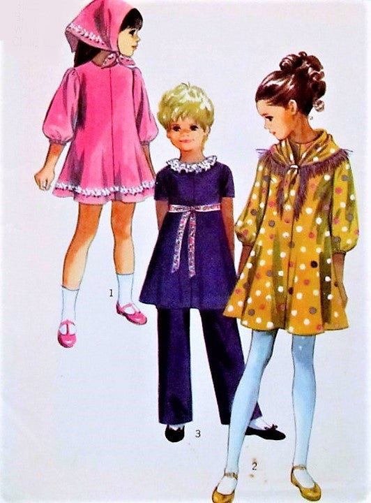 70s CUTE Little Girls Dress,Pants and Scarf Pattern SIMPLICITY 9188 Size 4 Vintage Childrens Sewing Pattern UNCUT
