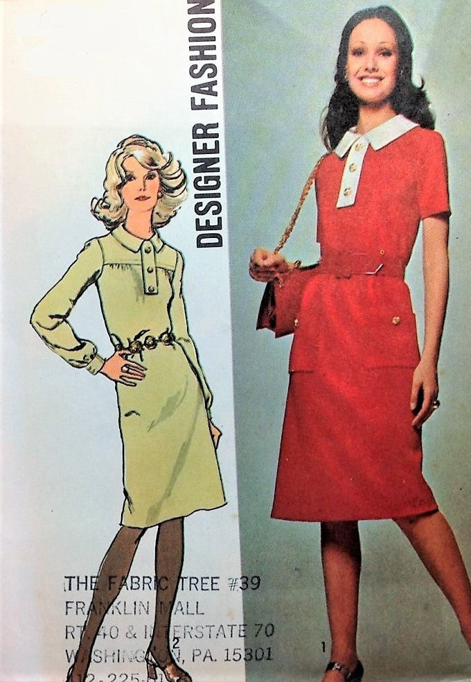 RETRO 70s Slim Designer Dress Pattern SIMPLICITY 9658 Casual Day Dress Bust 32 Vintage Sewing Pattern UNCUT