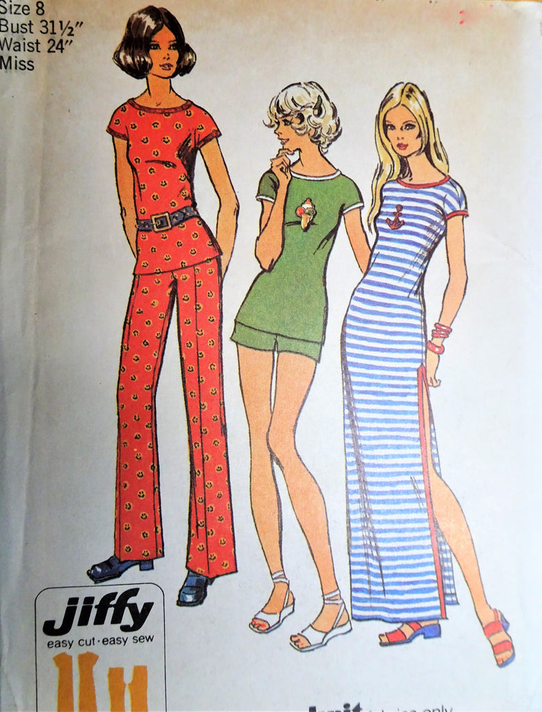 Vintage Pattern Warehouse, vintage sewing patterns, vintage fashion,  crafts, fashion - 1973 Simplicity #5695 Misses' Crop Top and Wide Leg Pants