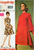 1960s MOD Designer Fashion Day or After 5 Dress Pattern SIMPLICITY 8031 Two Versions Bust 34 Vintage Sewing Pattern UNCUT
