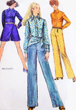 60s Mini-Pantskirt Skort, Shirt, Hiphugger Pants and Scarf Pattern Simplicity 8400 Vintage Sewing Pattern FACTORY FOLDED