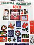 LOVELY 1970s Santa Pack II Christmas Accessories Iron On Transfers VOGUE 1313  Christmas Iron-On Embroidery Motifs - Poinsettia, Ornament, Santa, Holly, Wreath, Candy Canes etc Vintage Crafts Sewing Pattern UNCUT