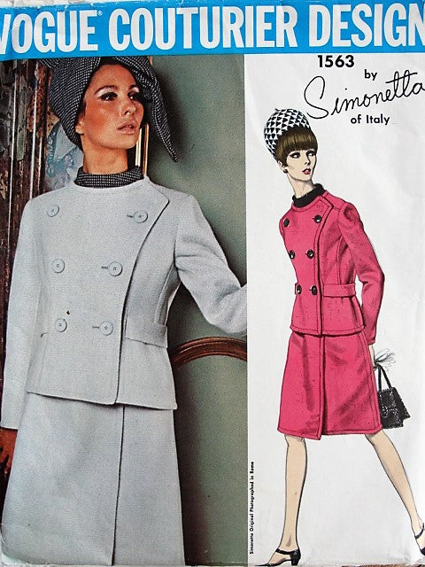 60s Mod SIMONETTA Two Piece Dress and Jacket Pattern VOGUE Couturier Design 1563 Easy Elegance Daytime or Cocktails Bust 31 Vintage Sewing Pattern FACTORY FOLDED