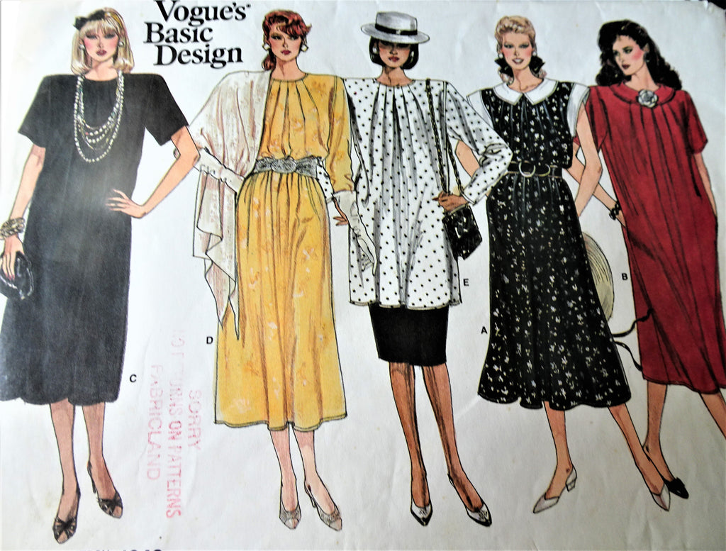 1980s FABULOUS Dress, Tunic and Skirt Pattern VOGUES Basic Design 1848, Sizes 14-16-18 Vintage Sewing Pattern