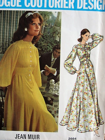 70s Vintage LOVELY High Waisted Dress Vogue Couturier Design 2664 Bust 34 Jean Muir Retro Fashion
