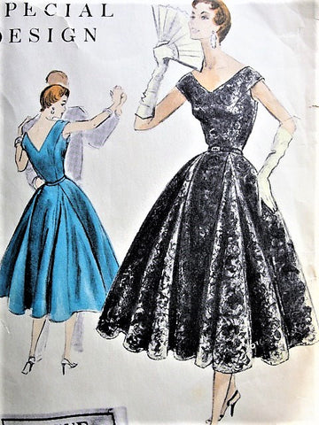 50s BEAUTIFUL Evening Party Dress Pattern VOGUE Special Design 4544 Flattering 4 Panel With Godets Bust 32 Vintage Sewing Pattern