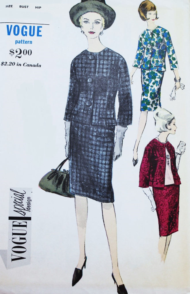 1960s ELEGANT Suit and Blouse Pattern VOGUE SPECIAL Design 6053 Slim Skirt 3 Pc Suit Day or Evening Wear Bust 32 Vintage Sewing Pattern UNCUT