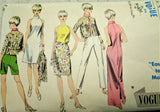 1960s MOD Vogue Special Design 6795 Collar Band Sleeveless Dress Crop Jacket Top Slim Pants Shorts Bust 34 Vintage Sewing Pattern