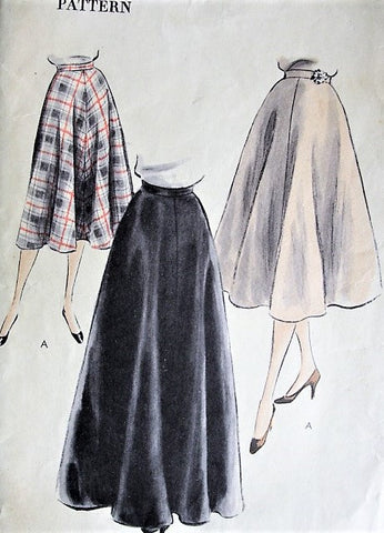 50s FLATTERING Day or Evening Skirt Pattern VOGUE 7467 Four Piece Flared Skirt Waist 28 Easy To Make Vintage Sewing Pattern