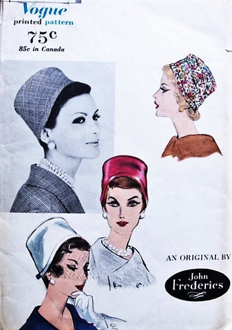 FABULOUS 1950s VOGUE 9923 John Frederics Pillbox Cloche Hats Vintage Sewing Millinery Pattern